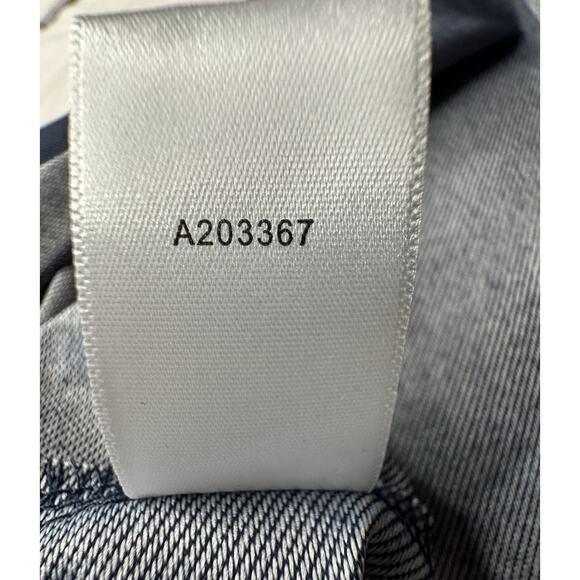 Quacker Factory XL Knit Denim Blouse Button Rhinestones Collar Tab Pocket - Picture 11 of 11